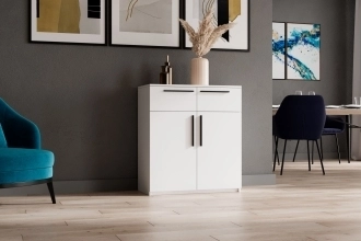 Комод Синтра в белом цвете с гладкими фасадами