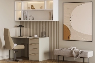 Письменный стол Ада в белом цвете с гладкими фасадами