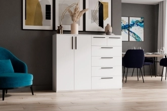 Комод Синтра в белом цвете с гладкими фасадами