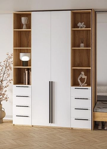 Шкаф распашной Хейсон-25 Белый Дуб Золотистый - фото 2