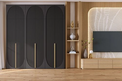 Шкаф распашной Брей-3 с антресолью Чёрный - фото 1