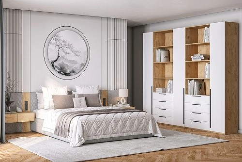 Шкаф распашной Хейсон-1 Белый Дуб Золотистый - фото 1