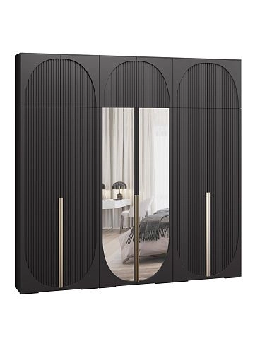 Шкаф распашной Брей-3.1 с антресолью Черный - фото 4