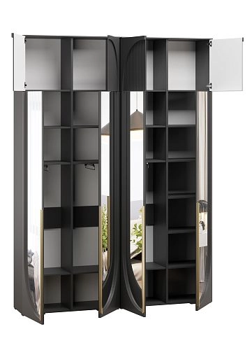 Шкаф распашной Брей-2.2 с антресолью Черный - фото 2