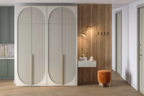 Шкаф распашной Брей-2 с антресолью Кашемир/Дуб Золотистый - фото 1