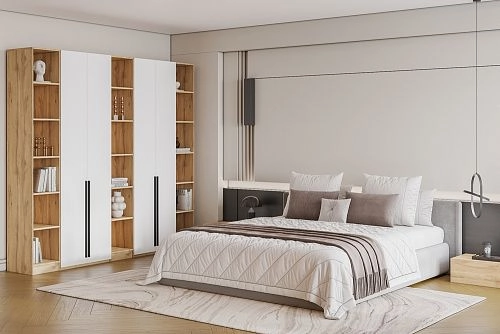 Шкаф распашной Хейсон-11 Белый Дуб Золотистый - фото 1