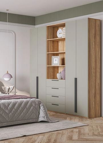 Шкаф распашной Хейсон-9 Кашемир Блэквуд Ячменный - фото 2