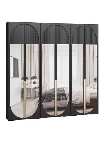 Шкаф распашной Брей-3.2 с антресолью Чёрный - фото 4