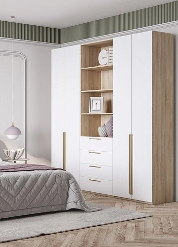 Шкаф распашной Хейсон-9 Белый Дуб Сонома - фото 2