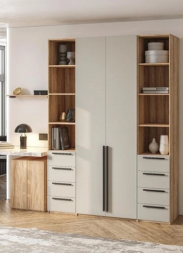 Шкаф распашной Хейсон-25 Кашемир Блэквуд Ячменный - фото 2